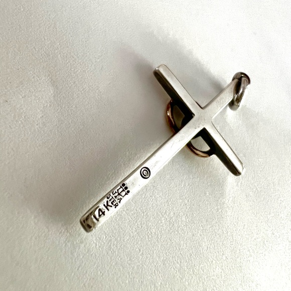 14k gold James Avery drop hook earrings hammered marriage rings cross pendant - Picture 11 of 14